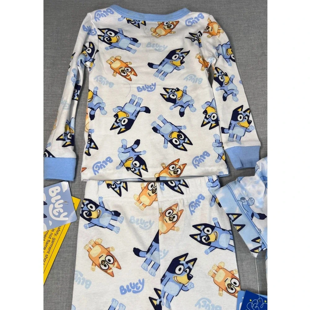 Bluey Toddler Pajamas 3 Set Bundle 2T Blue White Navy Cotton Viscose NWT 6pc